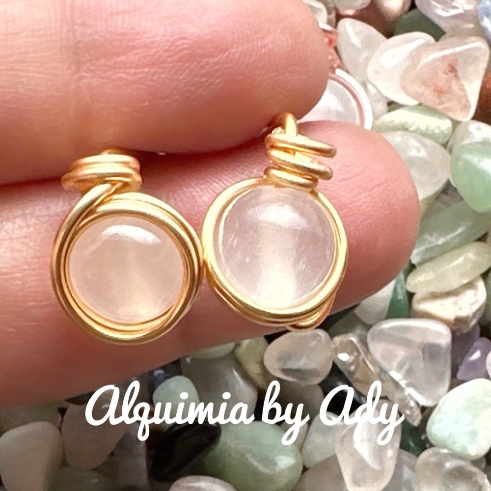 Alquimia Gold and selenite stud Elegance Earrings